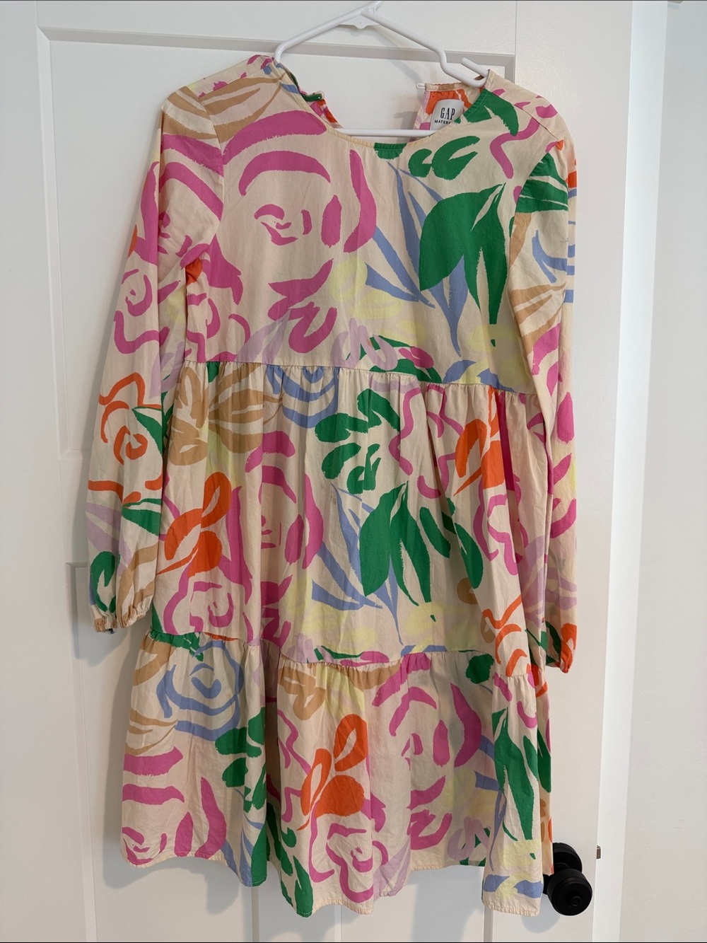 GAP Maternity Multicolor Floral Dress — Pink, Green, Orange on Cream